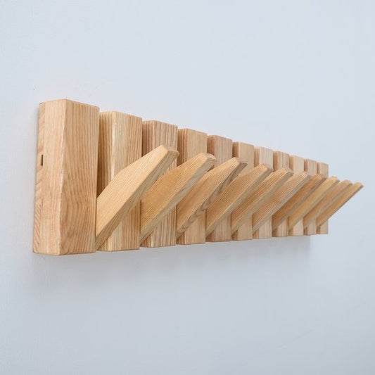 Urban State Wandgarderobe - Garderobenständer hängend - Eschenholz - 10 Haken - Piano Garderobe - Garderobenständer - handgefertigt
