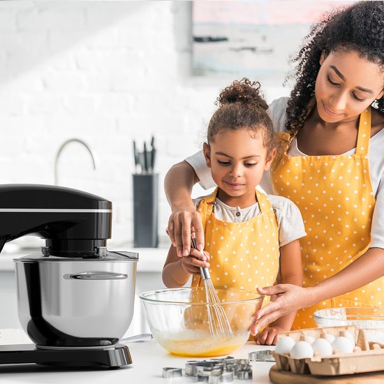 KitchenBrothers Küchenroboter - Touch Display und Timer - Küchenroboter - 6.2L - 1800W - Küchenmaschine - Aluminium - Schwarz