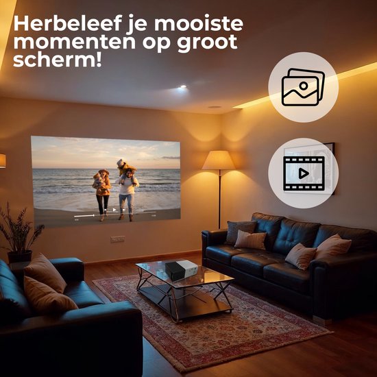 Denver Mini Beamer Full HD - Streaming von Ihrem Handy (USB-C) - Mini-Projektor - Inkl. Fernbedienung - HDMI/AUX/USB-C - PR800