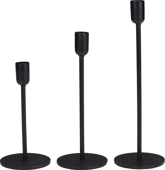 Arti Casa Kerzenständer Schwarz - Kerzenhalter 3 Stück - Geeignet für Kerzen Ø2cm - Metall