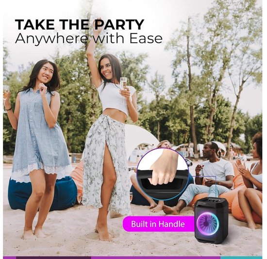 Philips Bluetooth Party Lautsprecher - Karaoke - Party-Lichter - DBB Bass Boost - Bis zu 7 Stunden Spielzeit - Schwarz