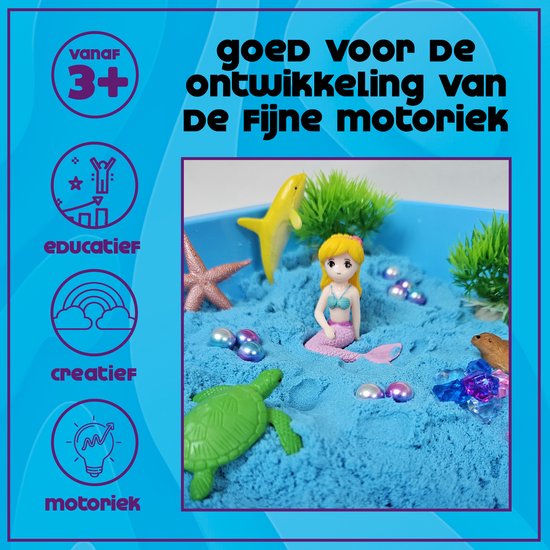KidzKraze® Ocean Wonders Play Sand - 1,6 kg brauner und blauer klebriger Spielsand für drinnen - Inklusive Spiel- und Aufbewahrungskoffer - Sensorisches Spielzeug - Sandkasten-Starterset für Kinder - Das große Spielzeugbuch 2025