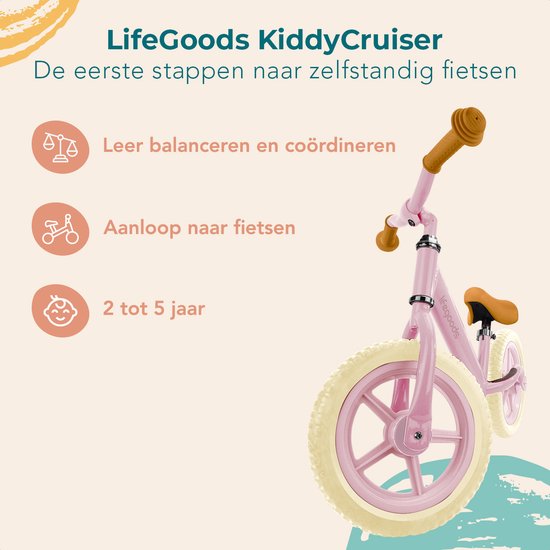 LifeGoods Balance Fahrrad - 2-5 Jahre - Jungen und Mädchen - Balance Bike - Pink