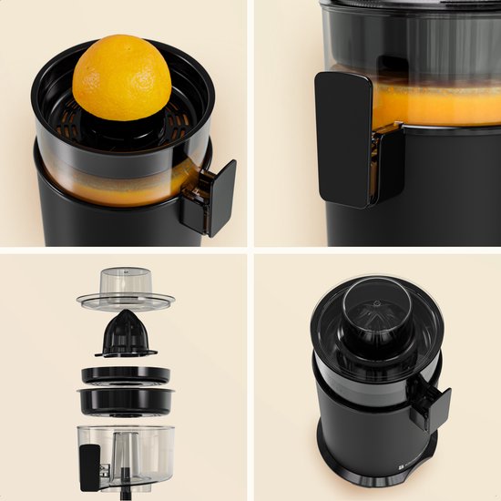 KitchenBrothers Zitruspresse - Manuell - Mit Ausgießer - 0.5L - Schwarz