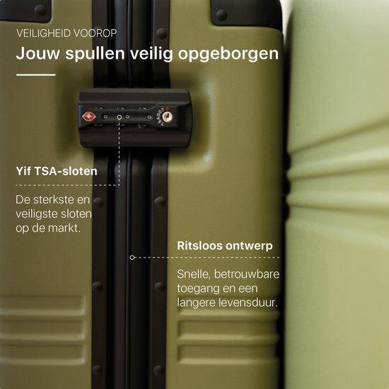 ONYX Hybrid Pro Handgepäck Koffer 35 Liter - Recyceltes Polycarbonat und reißverschlussloses Design - Reisekoffer mit TSA-Schloss und Spinner-Rädern - Leichter Trolley - Olivgrün