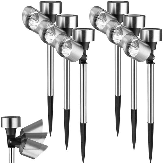 Monzana 6er Set LED Solar - Gartenleuchte - Edelstahl