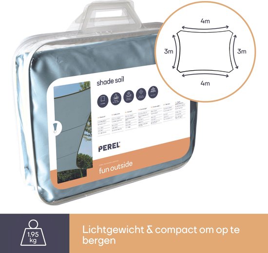 Perel-Sonnenschutzvlies, wasserabweisend, 4 x 3 m, 160 g/m², Polyester, rechteckig, hellgrau