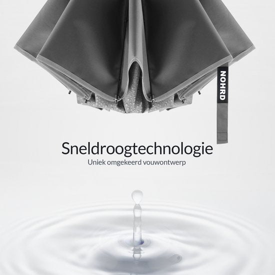 Nohrd Storm Umbrella - Grau - Regenschirm faltbar - Sturmsicher 108 km/h - Sturmschirme - Automatisch ein- und ausklappbar - Reflektierend - Regenschirme - Inklusive Schutzhülle