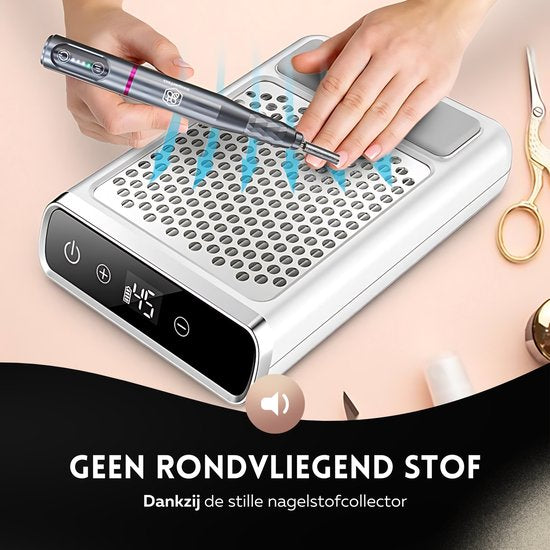 Beeperfect® Nail Dust Collector - Staubabsaugung Maniküre - Nail Dust Collector - Wiederverwendbarer Filter - Geräuschlos im Einsatz - Kabellos und wiederaufladbar