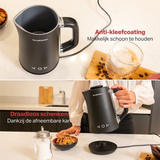 AoraKitchen Elektro-Milchaufschäumer - 5-in-1 - Milchaufschäumer - 500ML - Touch - Milchaufschäumer