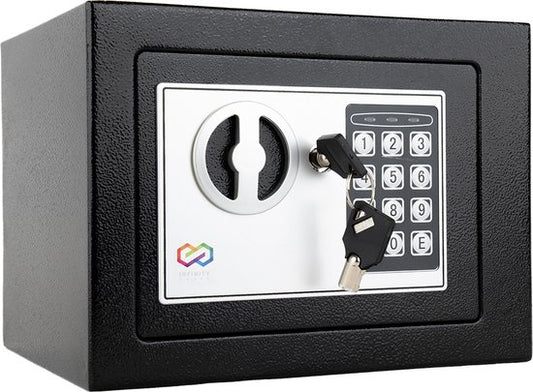 Infinity Goods Safe - Elektronisch - Zahlenschloss - 2 Notschlüssel - Verschlüsse - Verankerung - Sicherheitsschloss - 23x17x17 cm