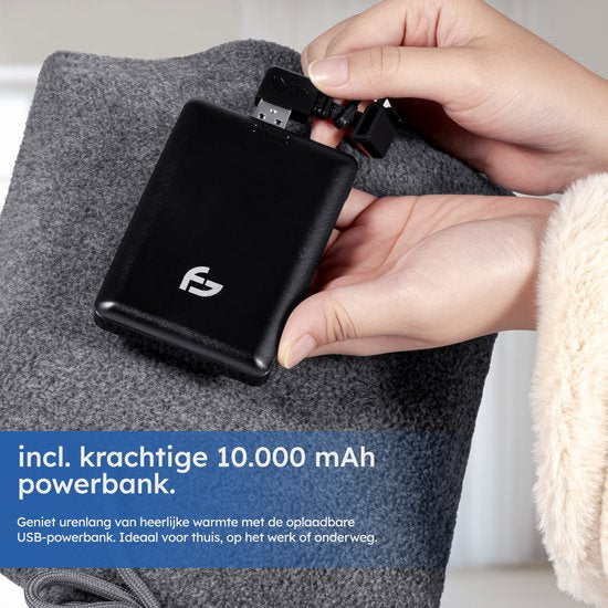Elektrische Kanne - 3 Einstellungen - Kanne - 10.000 mAh Powerbank - Waschbare Hülle - Wiederaufladbare Kanne - Original Grau - Saaf Comfort