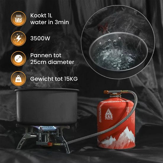 Ever Trex Gasbrenner - Campingkocher - Propan - Butan - 3500W - Auf Gas - 1 Gruben - Notfall - Notfallpaket - Campinggas - Gasfeuer