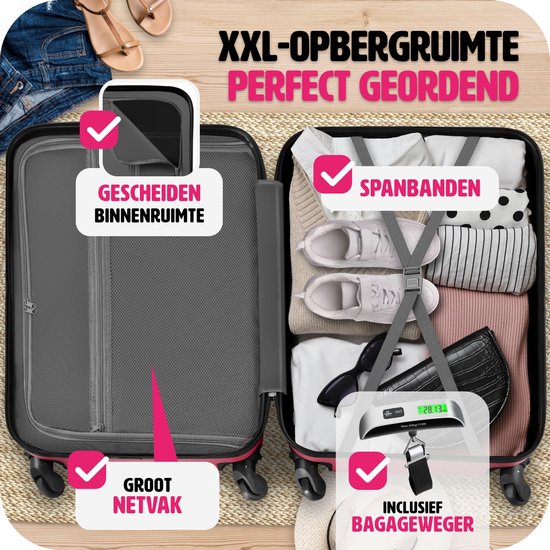 tectake - 4-teiliges Hartschalenkofferset - Reisekofferset mit Rollen - ABS - Teleskopgriff und Schloss - Inklusive Gepäckwaage - Trolleygrößen S-M-L-XL - Rot