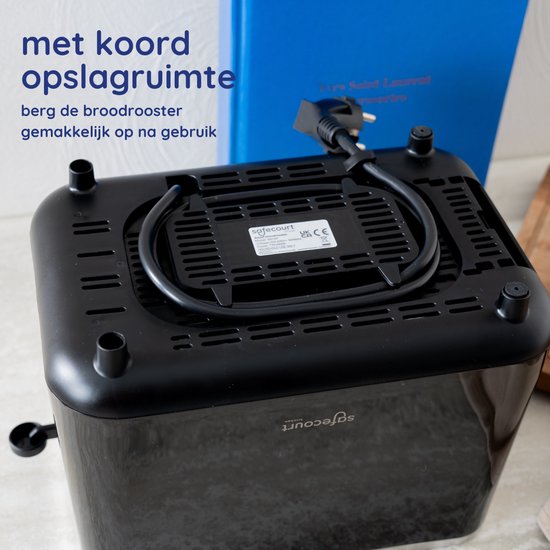 Safecourt Kitchen Toaster - Toaster - 6 Heizstufen - 2 extra breite Schlitze - 920W - Schwarz