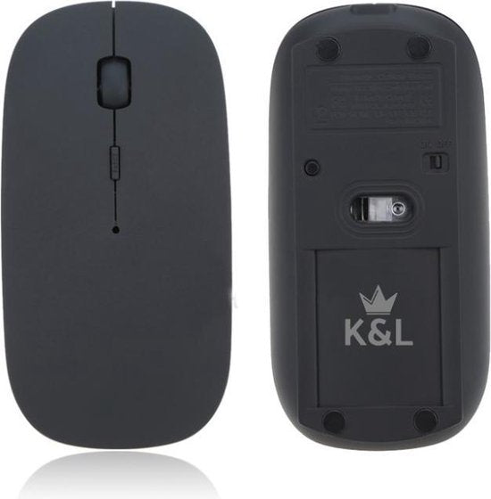 K&L Kabellose Maus - Kabellose Bluetooth-Maus Laptop - Geräuschlos - Wiederaufladbar - Schwarz
