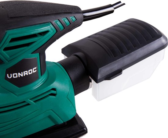 VONROC Multischleifer - Handschleifer - 130W - Mit Staubauffangbox & 6 Stück Schleifpapier