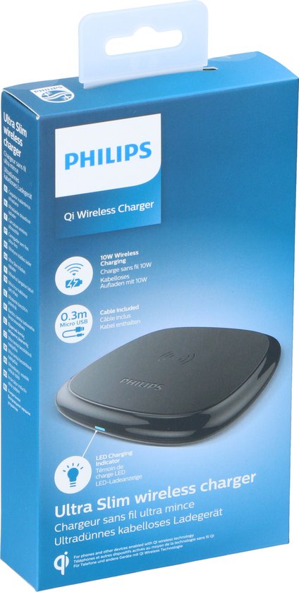 PHILIPS - Kabelloses QI-Ladegerät - DLP9210/03 - Telefon-Ladegerät - rutschfest niedrig - hohe kabellose Reichweite