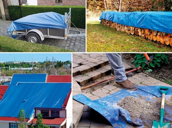 Perel Plane, ultrastark, 26 Ringe, verstärkte Ecken, rechteckig, blau/schwarz, 180 g/mÂ², 5 x 8 m