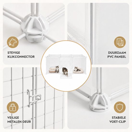 Ceruzo Tierauslauf 12 Paneele - modular - mit Tür - für Kleintiere