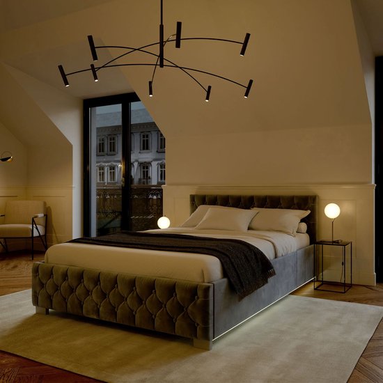 Juskys - Polsterbett Nizza - 120 x 200 cm - LED-Beleuchtung & Bettschublade - Grau
