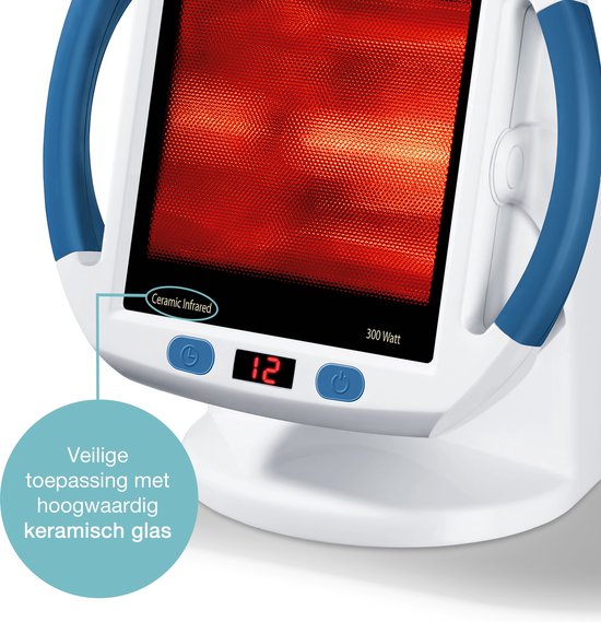 Sanitas SIL 45 Infrarotstrahler - XL-Keramikglasplatte 30 x 40 cm - 300 Watt - Timer - 100% UV-Blocker - Belüftung - Abschaltautomatik - Kabelaufbewahrung im Sockel - Medizinisch zertifiziert - Inklusive Schutzbrille - 2 Jahre Garantie