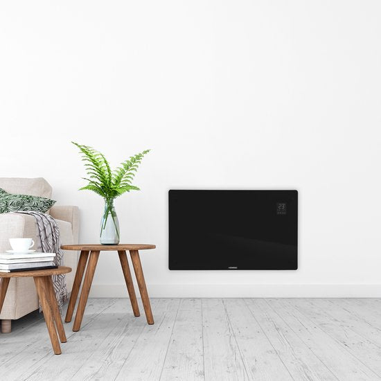 VONROC Elektrischer Heizkonvektor - 2000W - Mit Wifi Steuerung - Mit Led-Display und Timer - Für Räume bis zu 24 qm - Schwarzes Glas