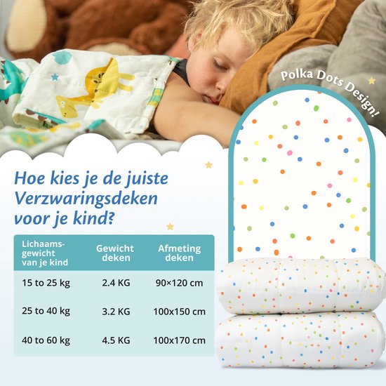 Ella Weighted Blanket Child 3.2kg - OEKO-TEX Baumwoll-Beschwerungsdecke 100 x 150cm - Weighted Blanket Dots