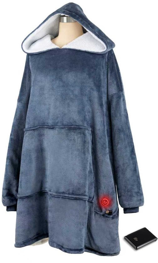 Kapuzendecke - Beheizt - 3 Stufen - Snuggle Hoodie - Beheizter Kapuzenpullover - Snuggle - 10k mAh Batterie - Einheitsgröße - Blau - Saaf Comfort
