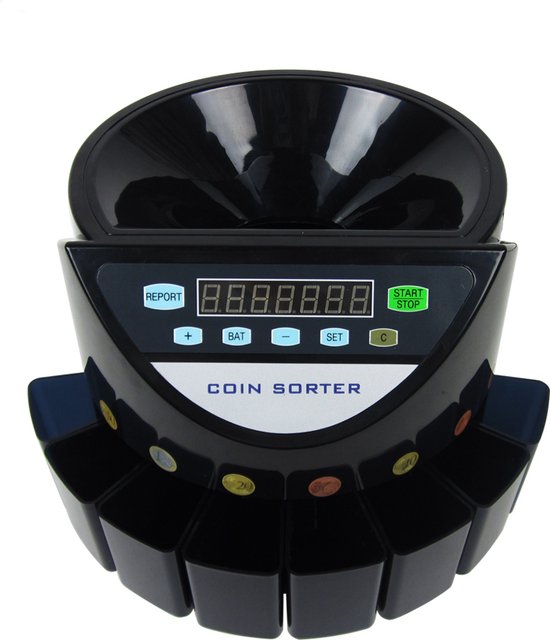 Truskore® - Geldzählmaschine - Münzzählmaschine - Schwarz - Münzsortierer - Inkl. Gitterablage und Staubschutz - Münzzählung B9001