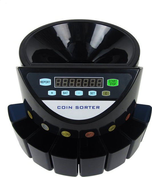 Truskore® - Geldzählmaschine - Münzzählmaschine - Schwarz - Münzsortierer - Inkl. Gitterablage und Staubschutz - Münzzählung B9001