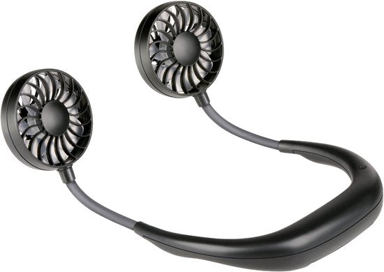 Lifetime Air Tragbarer Nackenventilator - Mini-Ventilator freihändig mit 3 Stufen und 360° verstellbar - Schwarz