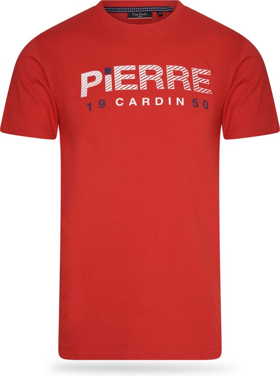 Pierre Cardin – Herren-T-Shirt SS 1950 mit Logo – Rot – Größe XXL