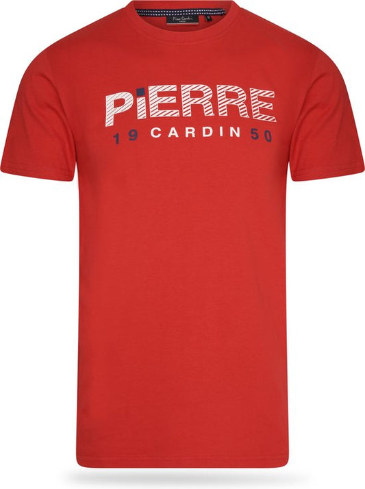 Pierre Cardin – Herren-T-Shirt SS 1950 mit Logo – Rot – Größe XXL