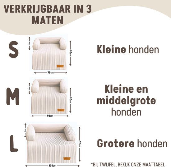 By Cee Cee Original Hundedeckenbank - Hundedeckenbank - Hundekorb - Premium - komplett mit Reißverschluss - Rippengewebe - Beige - 75x90 - Größe S