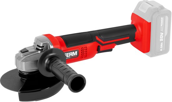 FERM - AX-POWER - AGM1126 - Akku - Winkelschleifer - 125 mm - 20Volt - 8000t/min - Softgrip - Seitlicher Griff an zwei Stellen - Verstellbare Schutzkappe - Sicherheitsschalter - Ohne Akku und ohne Ladegerät - Geeignet für AX und FX Akku-Plattform