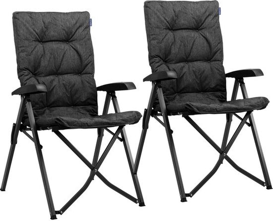 TRVLMORE Campingstuhl - Duo Pack - 150 kg Belastbarkeit - Staufach - Schwarz