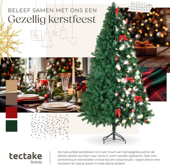 tectake Künstlicher Weihnachtsbaum - Geschlossener künstlicher Weihnachtsbaum mit biegsamen Tannenzweigen und Stahlständer - 230 cm, 1346 Nadeln - Grün, ideal für Weihnachtsdekorationen