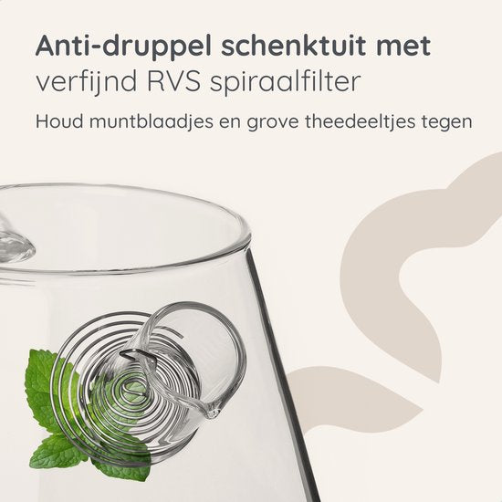 Deleca Glas-Teekannen-Set Klarheit - Mit Edelstahlfilter und Teelichtwärmer - Für losen Tee / Teeblumen - Weihnachtsgeschenk - Borosilikatglas / 1,5L