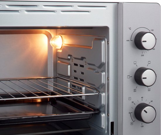 Tomado TEO4500S - Freistehender Backofen - 45 Liter - 2000 Watt - Heißluft - 3 Einschubebenen - Silber
