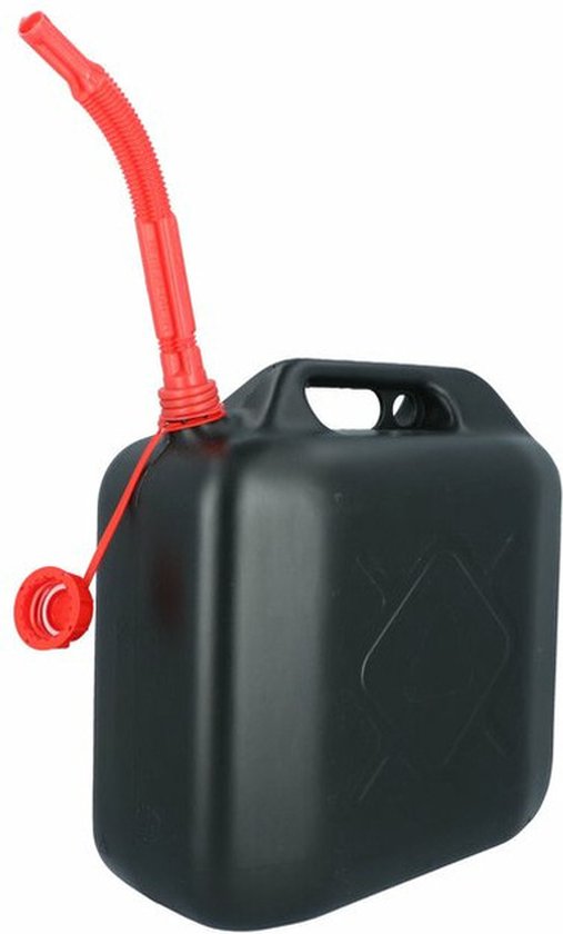Carpoint Kanister – für Kraftstoff – 20 Liter – schwarz – inkl. rotem Ausgießer – Benzin und Diesel – 38 x 19 cm
