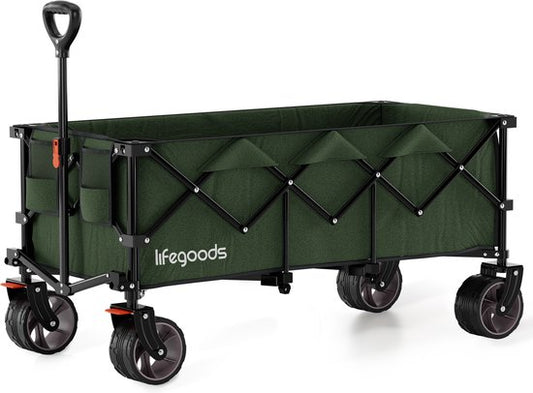 LifeGoods Wagon - XXL - faltbar - 300L - 150KG Tragfähigkeit - Grün