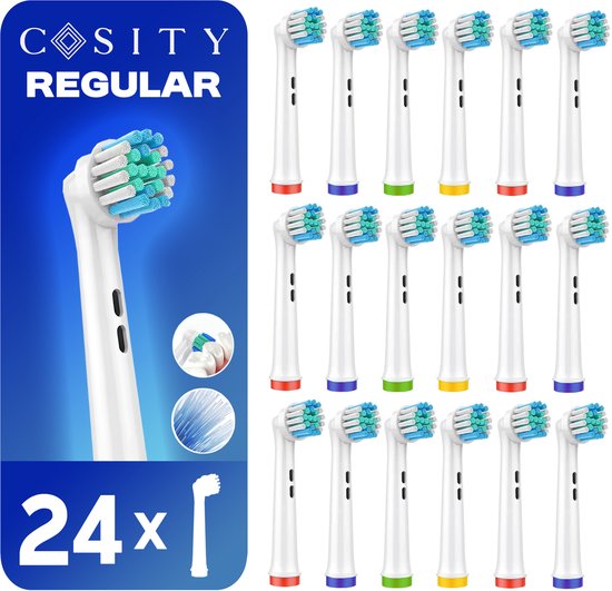 Cosity - 24x Oral-B und Braun kompatible Bürstenköpfe - Briefkastenverpackung - Weiß