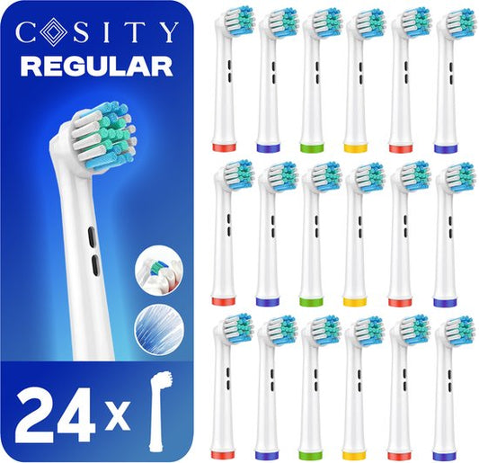 Cosity - 24x Oral-B und Braun kompatible Bürstenköpfe - Briefkastenverpackung - Weiß