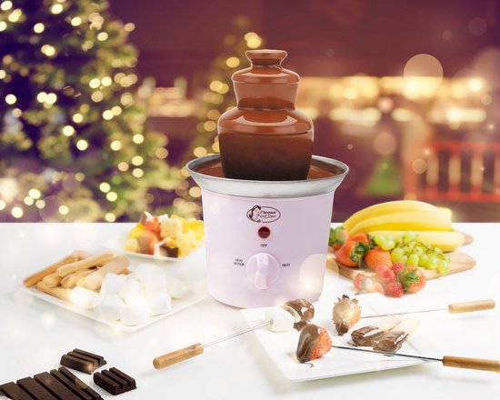 Bestron Schokoladenbrunnen ACF300P - Schokoladenfondue - 3 Schichten - Rosa - 5 Jahre Garantie