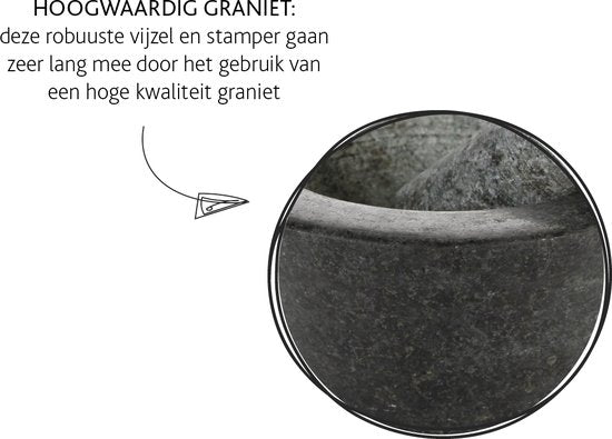 Boska Mörser Kräuter - Granit - Mit Stößel - Schwarz - Ø 17,5 cm