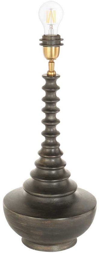 Anne Lighting Tischlampe „Bois“ – schwarz – Holz – 27 cm – E27-Fassung – 3677ZW