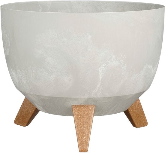 Mica Decorations Doppio Pflanzkübel auf Füßen – 18,5 x Ø29 cm – Pflanzkübel für den Außenbereich – Blumenkästen für den Balkon – recycelter Kunststoff – grau