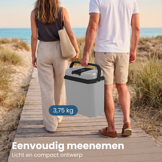 Auronic Coolbox Electric 12V und 230V - 20L - Camping-Kühlschrank - Auto - Kühlung und Heizung - Kühlbox - Hellgrau