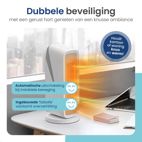 Gologi Heizlüfter mit Thermostat - Elektroherd - Heizung - Heizgerät - Mit App und Touch Control - 1500W